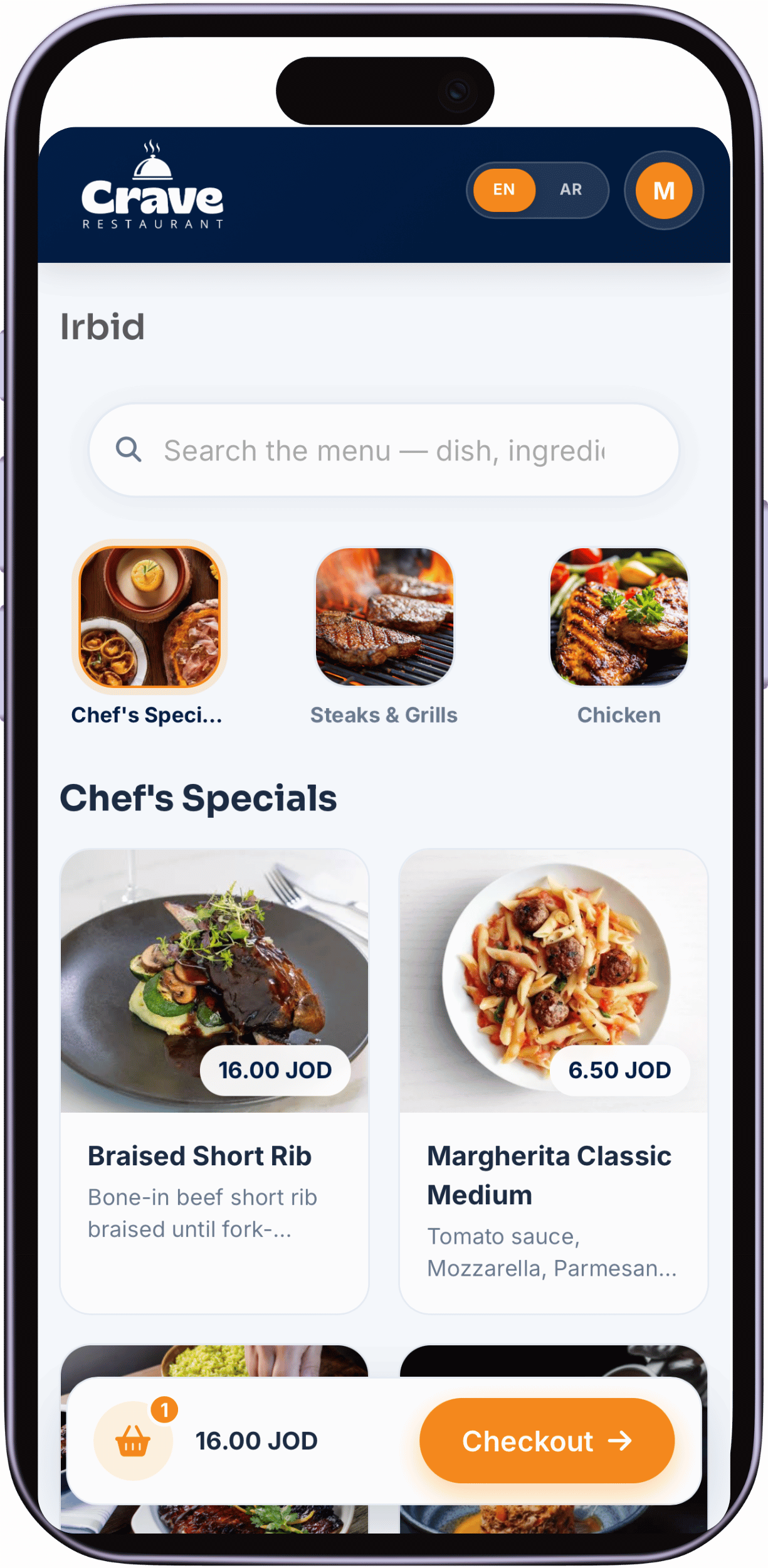 QR Menu app preview